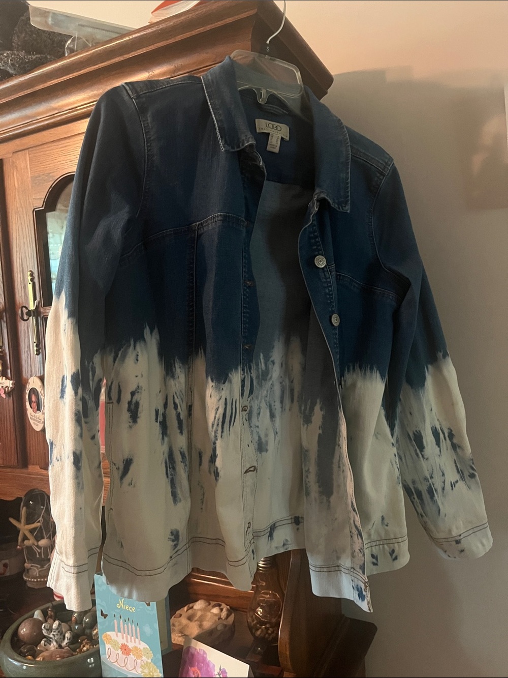 LOGO by Lori Goldstein Blue and White Ombre Denim Jacket